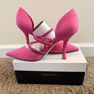 Nine West Faux Suede Medium Pink Women's Sparks 2 Dress Pumps, Size 8M